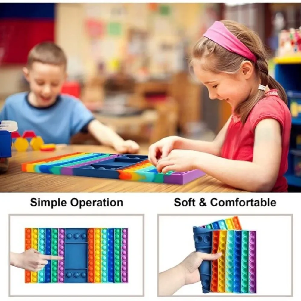 Pop Kids Games Fidget Toy Pop Rainbow Game Board Fidget Popper Toy Sensory New